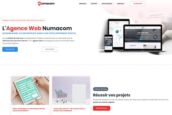 Page d’accueil du site Agence web Numacom : création de sites internet et webmarketing