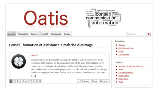 Page d’accueil du site Formation et conseil en marketing web et gestion de contenu à Lyon : Oatis