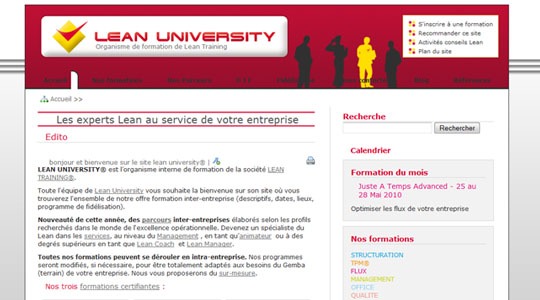 Page d’accueil du site Formations professionnelles en lean manufacturing
