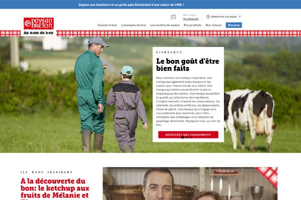 Page d’accueil du site Retrouvez le vrai goût du bon avec des produits laitiers bretons