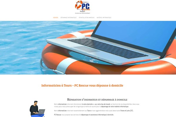 Page d’accueil du site Informatique et dépannage informatique à Tours avec PC Rescue