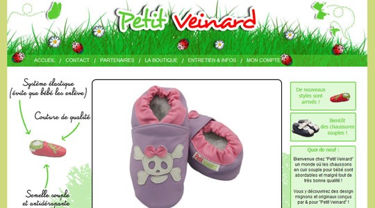 Page d’accueil du site Chausson bébé en cuir souple
