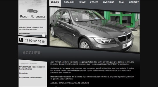 Page d’accueil du site Garage Pichot automobile : Neuf et occasion