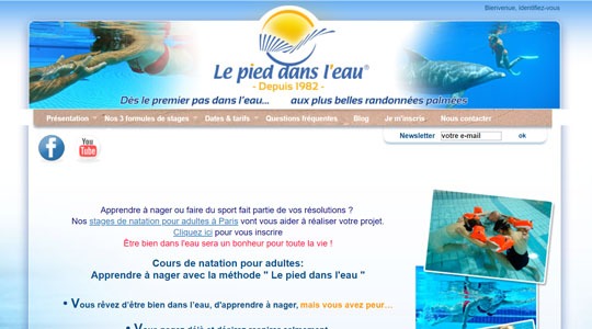Page d’accueil du site Aquaphobie : comment vaincre sa peur de l’eau