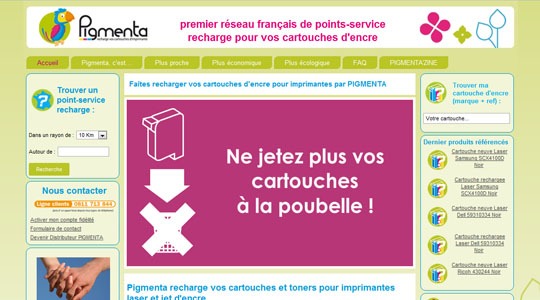 Page d’accueil du site Rechargez vos cartouches d’encre de manière écologique