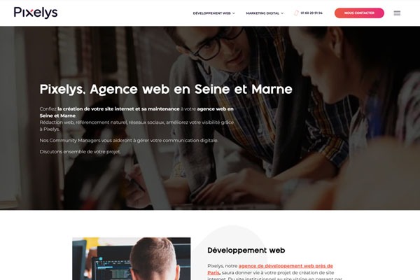 Page d’accueil du site Pixelys : votre agence web à Paris et en Seine-et-Marne