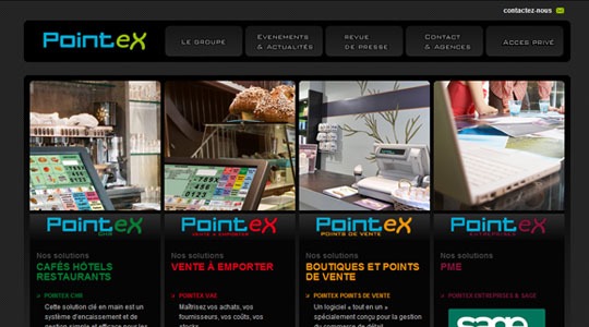 Page d’accueil du site Logiciels de caisse et de gestion, Pointex