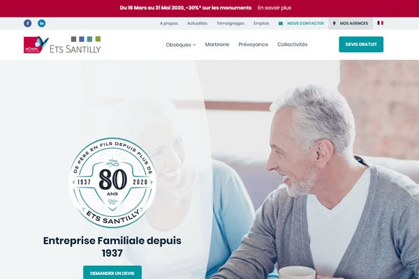 Page d’accueil du site Une agence de pompes funèbres à vos côtés