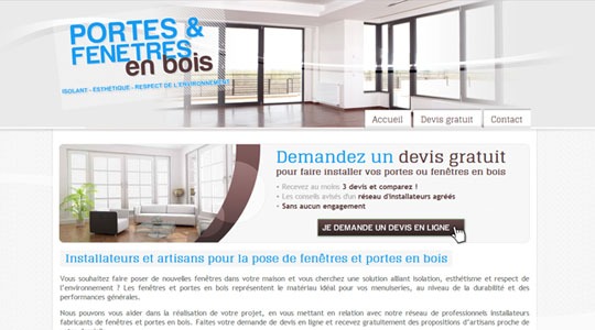 Page d’accueil du site Un site pour vous guider à l’achat de vos portes et fenêtres en bois