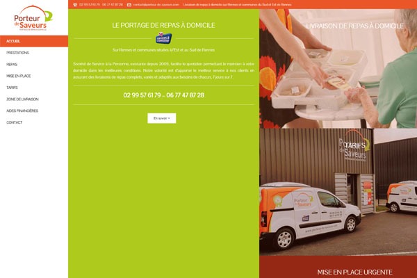 Page d’accueil du site Livraison de repas à domicile zone Sud et Est de Rennes