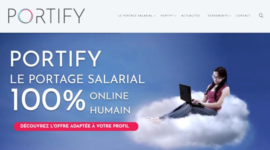 Page d’accueil du site Portify : le portage salarial en ligne