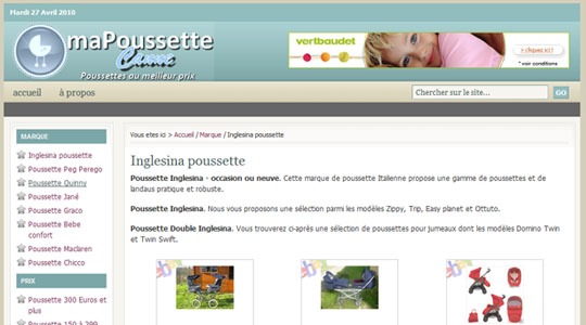 Page d’accueil du site ma-poussettecanne : Poussettes pas chères