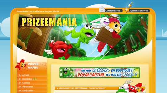 Page d’accueil du site PrizeeMania : Astuces Prizee et codes Prizee