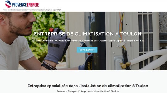 Page d’accueil du site Spécialiste de la climatisation à Toulon
