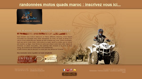 Page d’accueil du site Raid moto Maroc