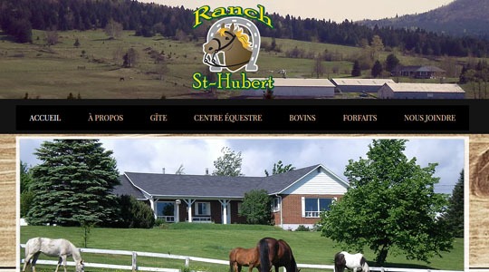 Page d’accueil du site Gîte et équitation avec le Ranch St-Hubert, au Canada
