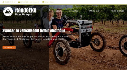 Page d’accueil du site Le Swincar, le quad 100% électrique pour une immersion complète dans la nature