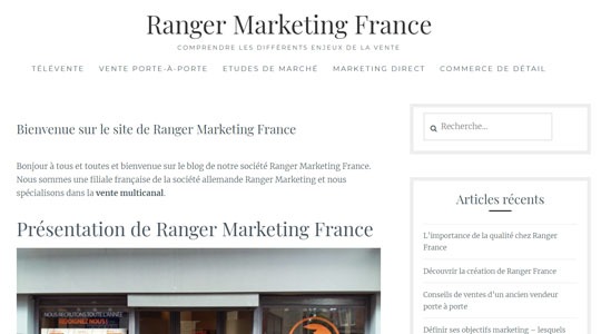Page d’accueil du site Le marketing est un secteur porteur