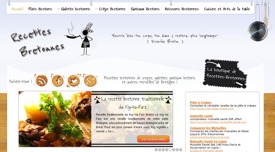 Page d’accueil du site Recettes Bretonnes avec recettes-bretonnes.fr