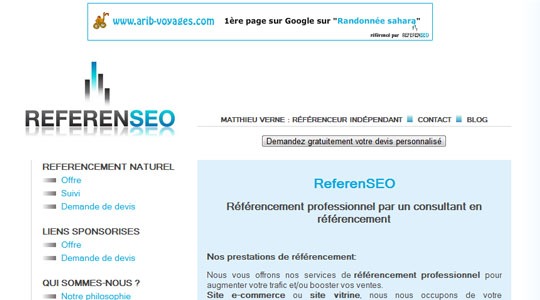 Page d’accueil du site Un référenceur pour faire connaître votre site internet