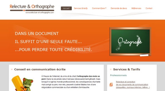 Page d’accueil du site Correction orthographique et grammaticale de vos documents