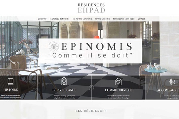 Page d’accueil du site Résidences EHPAD médicalisées coronavirus à Compiègne
