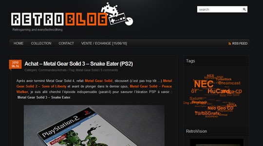 Page d’accueil du site Retroblog, le blog d’un trentenaire coincé dans les années 90
