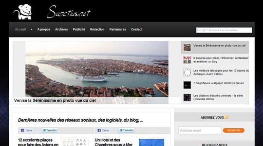 Page d’accueil du site Blog des nouvelles technologies sur Sanctius.net