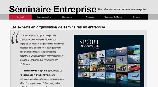 Page d’accueil du site Séminaire Entreprise: Organisation de séminaire sportif