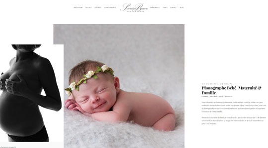 Page d’accueil du site Des portraits de bébé et de femmes avec la photographe Séverine Bemon