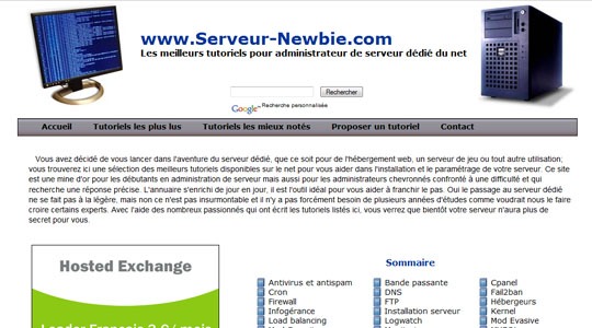 Page d’accueil du site La grande aventure du serveur dédié avec serveur-newbie.com