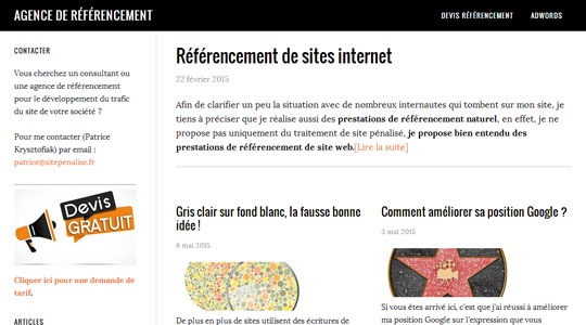 Page d’accueil du site Une agence de référencement web avec sitepenalise.fr