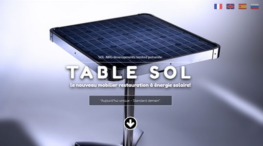 Page d’accueil du site Une table de restauration pour recharger son téléphone à l’énergie solaire