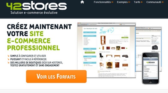 Page d’accueil du site Créez votre e-commerce avec 42Stores
