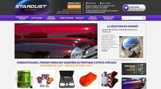 Page d’accueil du site Peintures à effets spéciaux et résine époxy avec StardustColors