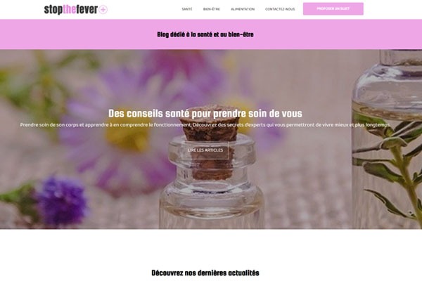 Page d’accueil du site À la découverte de StopTheFever : blog dédié au bien-être
