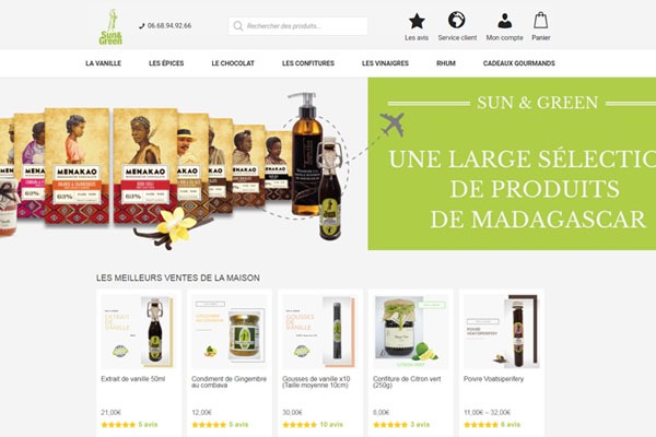 Page d’accueil du site Poivre Voatsiperifery et vanille bourbon sur Sunandgreen