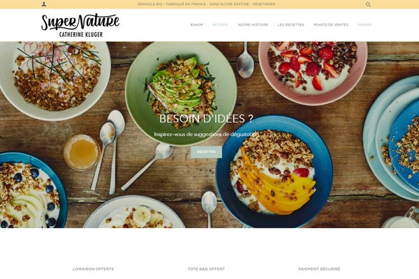 Page d’accueil du site Granola SuperNature de Catherine Kluger