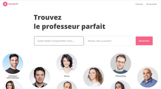 Page d’accueil du site Prendre des cours particuliers à domicile et en ligne