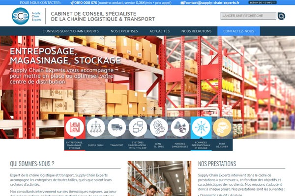 Page d’accueil du site Votre société a besoin d’un système précis ou d’un ERP