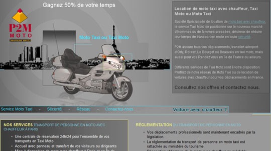 Page d’accueil du site Taxi moto ! Vite parti, vite arrivé