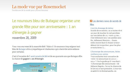 Page d’accueil du site La mode vue par Rosemocket