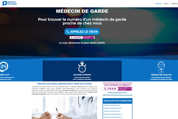 Page d’accueil du site Combien coûte une consultation chez un médecin de garde ?