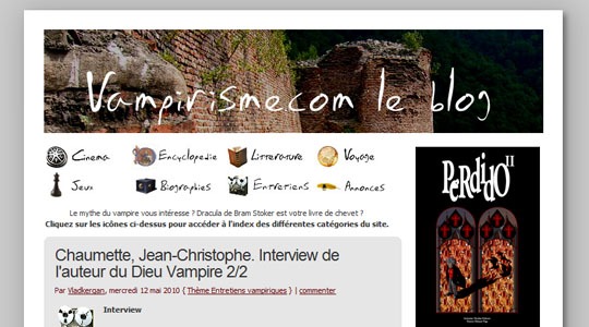 Page d’accueil du site Vampires : films, livres et photos