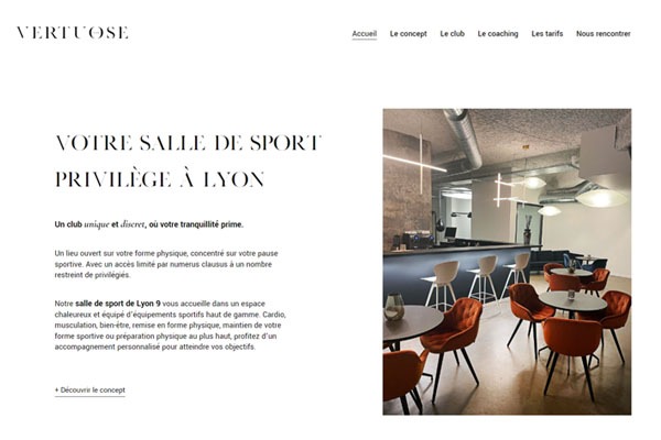 Page d’accueil du site Votre salle de sport haut de gamme pour un entraînement d’exception