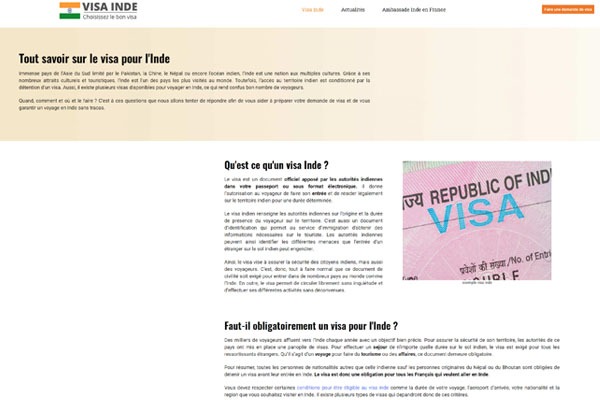 Page d’accueil du site Quel est le prix d’un visa pour l’Inde ?