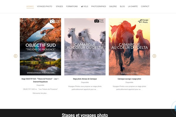Page d’accueil du site Stage photo : apprendre plus vite en voyageant !