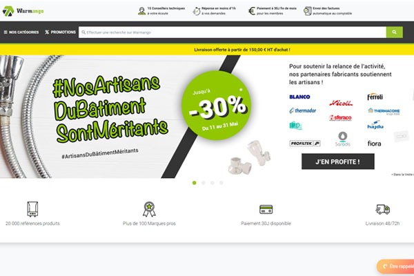 Page d’accueil du site 2 avantages à l’achat d’outils sur internet