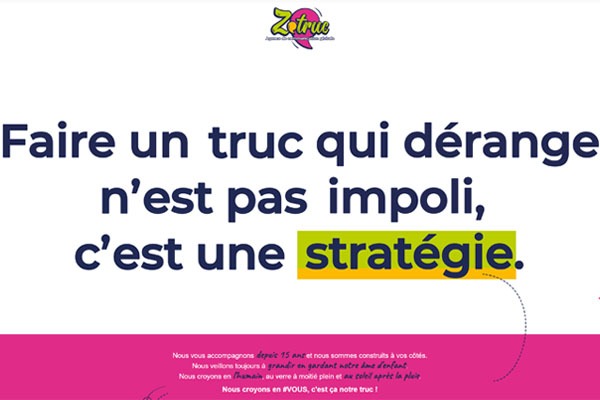 Page d’accueil du site Agence de communication globale Zetruc