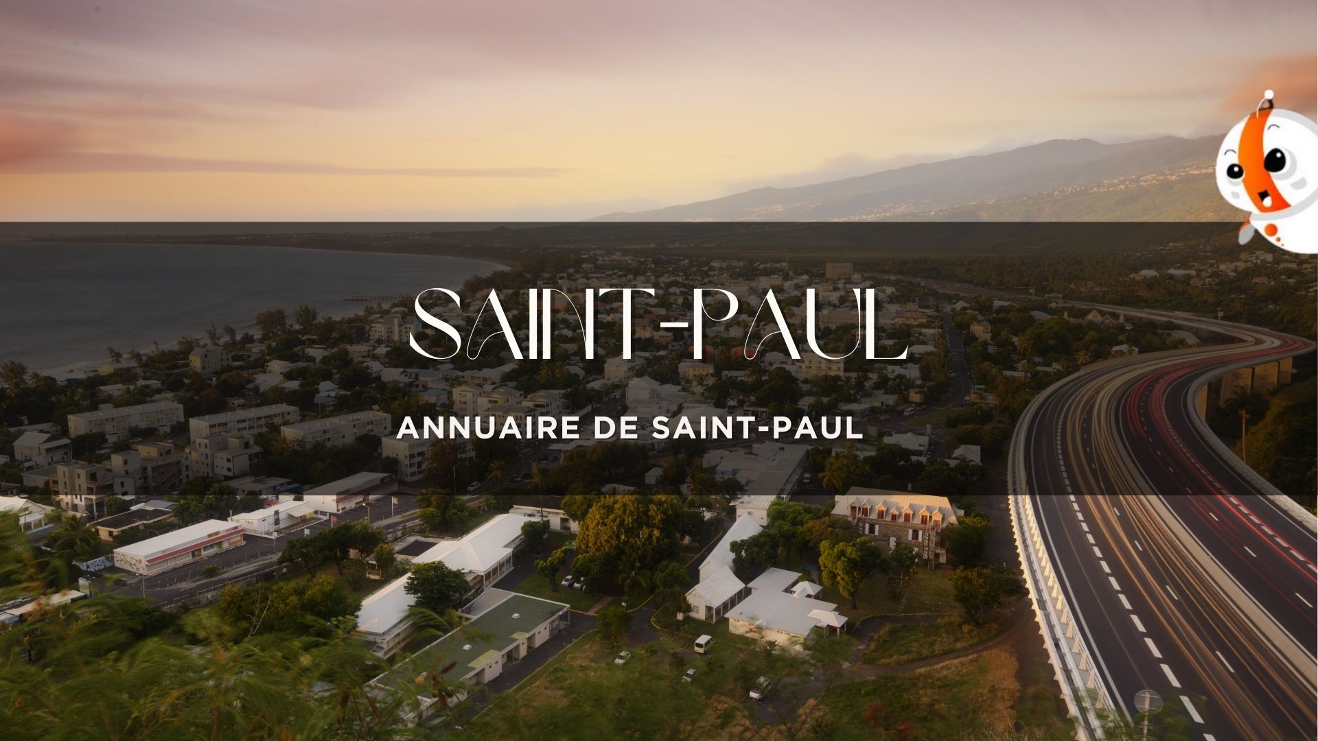 vue aérienne de Saint-Paul au coucher du soleil à La Réunion